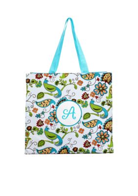 Home Accents Monogram Bird Floral Shopper Tote