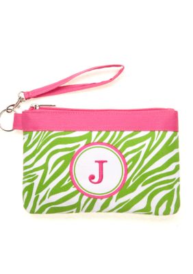 Home Accents Monogram Green Zebra Wristlet - More Letters Available