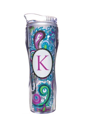 Home Accents Home Accents Monogram Purple Paisley 16-oz. Tumbler with Straw