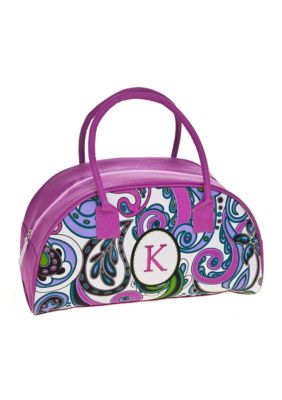 Home Accents Monogram Purple Paisley Lunch Tote
