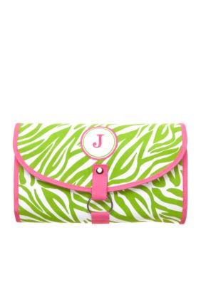 Home Accents Monogram Green Zebra Cosmetic - More Letters Available