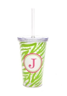 Home Accents Monogram Green Zebra 16 oz Tumbler - More Letters Available