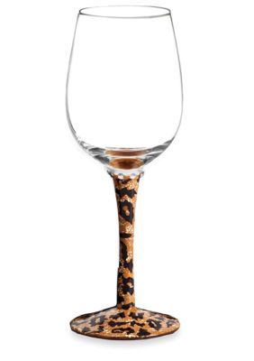 Home Accents Leopard Hand-Painted Frosted Wine Glass