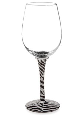 Home Accents Zebra Hand-Painted Frosted Wine Glass