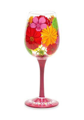 Home Accents Floral Splash Hand-Painted Wine Glass