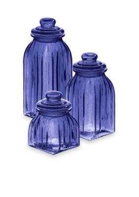 Home Accents Blue Glass Jars Set of 3 - Online Only