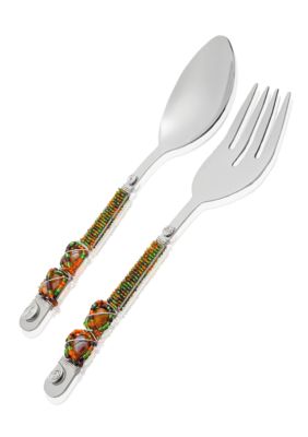 Home Accents Glass Beaded Salad Servers Set