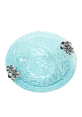 Home Accents Turquoise Bubble Floral Large Bowl