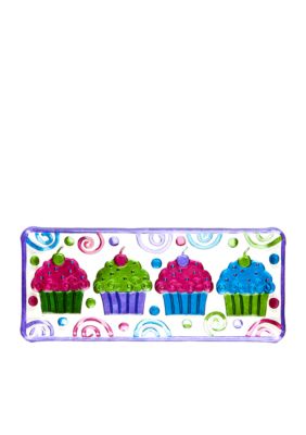 Home Accents Hand Painted Rectangular Cupcake Tray
