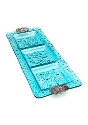 Home Accents&reg; Blue Bubble 3-section Server