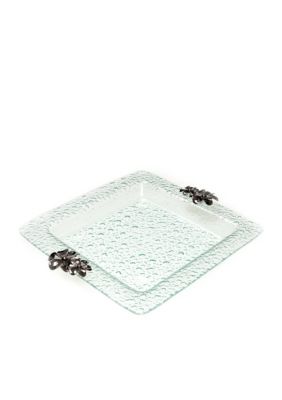 Home Accents 14-in. Clear Bubble Floral Square Plate