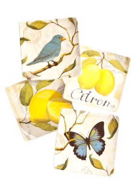 Home Accents Lemon Set of 4 Ceramic Plates