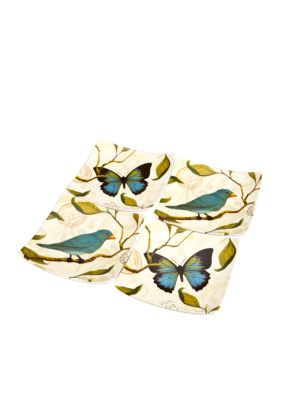 Home Accents Blue Bird Set of 4 Ceramic Plates