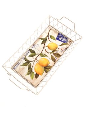 Home Accents Lemon Small Ceramic Serving Tray