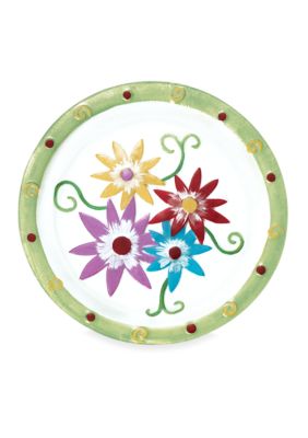 Home Accents Floral Hand Painted Glass Platter