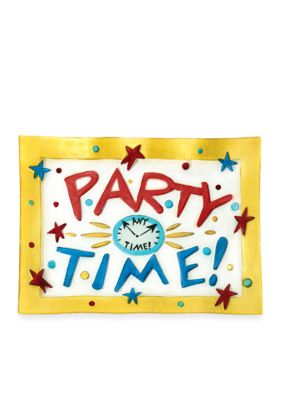 Home Accents Party Time Hand Painted Glass Platter