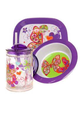 J Khaki Butterfly Kid's Dinnerware Collection