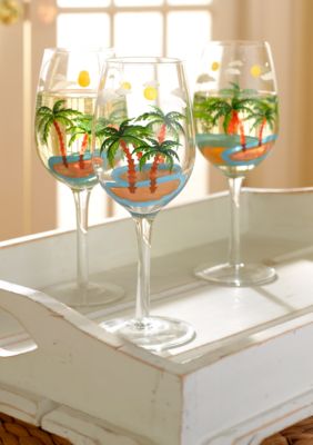 Home Accents&reg Set of 4 Beach Palm Wine Glasses