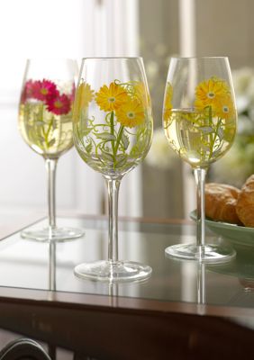 Home Accents&reg Set of 4 Floral Wineglasses