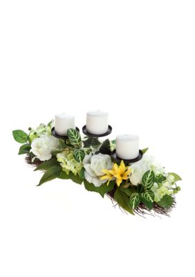 Home Accents White Rose Three Candle Holder