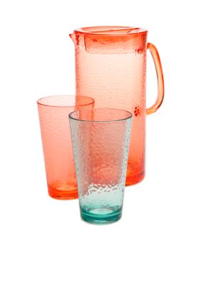 Home Accents&reg; Hammered Pitcher and 19-oz. Glass