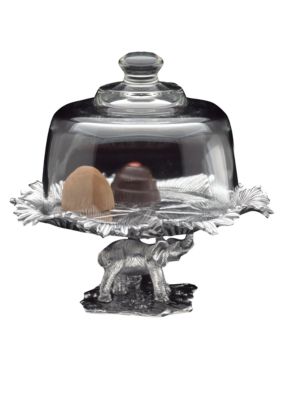 Arthur Court Elephant Footed Plate with Glass Dome
