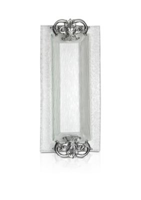 Arthur Court Fleur de Lis Glass Oblong Tray