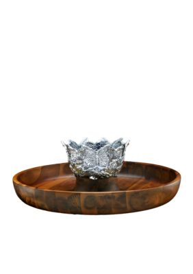 Arthur Court Butterfly Wood Chip & Dip
