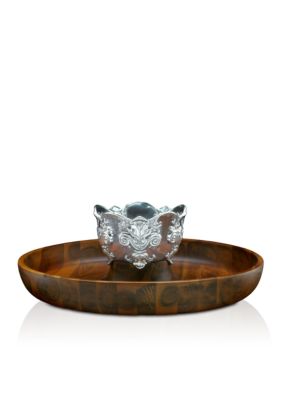 Arthur Court Fleur-De-Lis Wood Chip & Dip