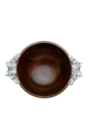 Arthur Court Butterfly Wood Salad Bowl