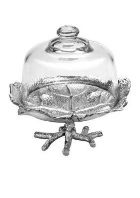 Arthur Court Grape Leaf Footed Plate With Glass Dome
