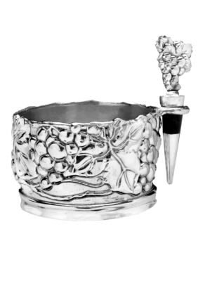 Arthur Court Grape Wine Caddy And Stopper Set