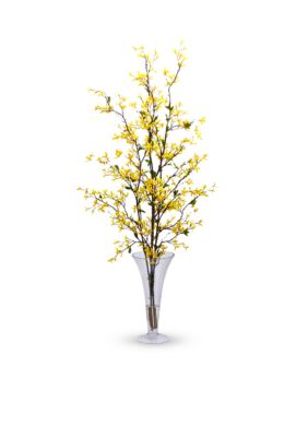 Nearly Natural Forsythia With Vase Silk Flower Arrangement