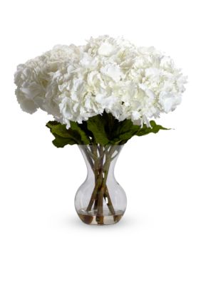 Nearly Natural Large Hydrangea With Vase Silk Flower Arrangement