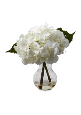 Nearly Natural Blooming Hydrangea with Vase Arrangement