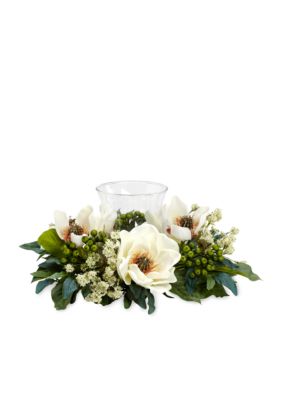 Nearly Natural Magnolia Silk Flower Candelabrum Arrangement