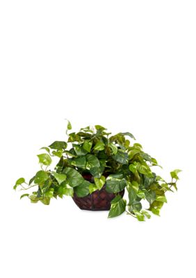 Nearly Natural Pothos Silk Plant and Decorative Vase