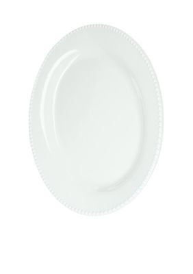 Simply White Beaded Rim Oval Platter 17.5-in. x 12.75-in.