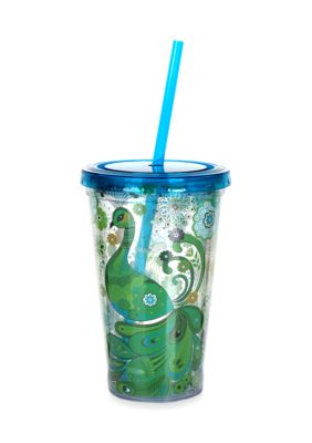 Clay Art Blue Green Peacock 16-oz. Tumbler