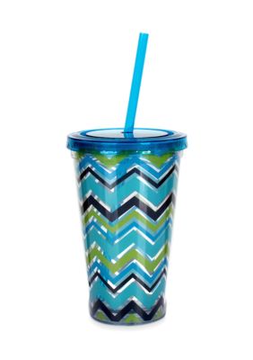 Clay Art Blue Chevron 16-oz. Tumbler