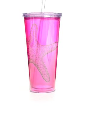 Clay Art Pink Starfish 22-oz. Tumbler With Straw