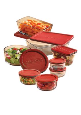 Anchor Hocking Glass&nbsp;&nbsp;16 Pc. Kitchen Storage Set with Red Lids