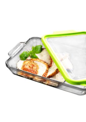 Anchor Hocking Glass 3 Piece Portable Baking Dish - Green Paisley Tote - Online Only