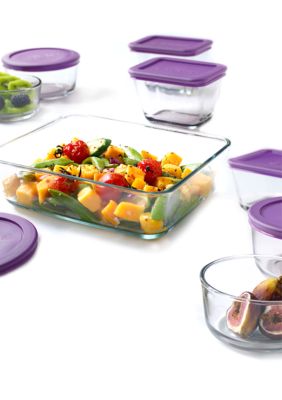 Anchor Hocking Glass 16-piece Kitchen Storage Set with Eggplant Lids