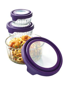 Anchor Hocking Glass 12-piece True Seal Food Storage Set With Eggplant Lids