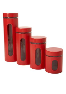 Anchor Hocking Glass 4-piece Red Palladian Canister Storage Set