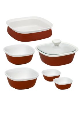 Corningware Etch 7 pc Ceramic set in Red - Online Only