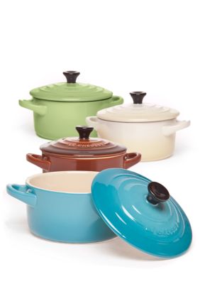 Le Creuset Set of 4 Mini Cocottes Multi Color - Caribbean, Kiwi, Dune, Chestnut - Online Only