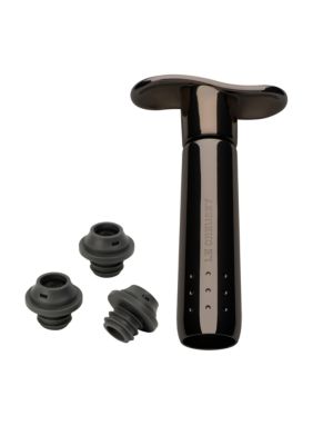 Le Creuset Metal Wine Pump with 3 Stoppers - Online Only