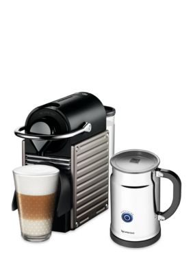 Nespresso Pixie Espresso Machine and Aeroccino Plus Milk Frother Bundle - Electric Titan AC60USTINE